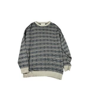 Size M‎ – Vintage Crossings Fair Isle Sweater Nordic Knit Pullover Retro 90s